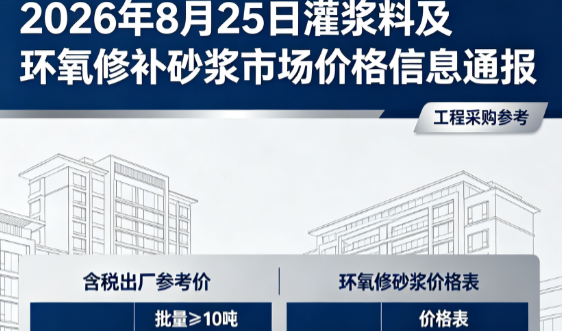 泰宁2026年8月25日灌浆料及环氧修补砂浆市场价格信息通报